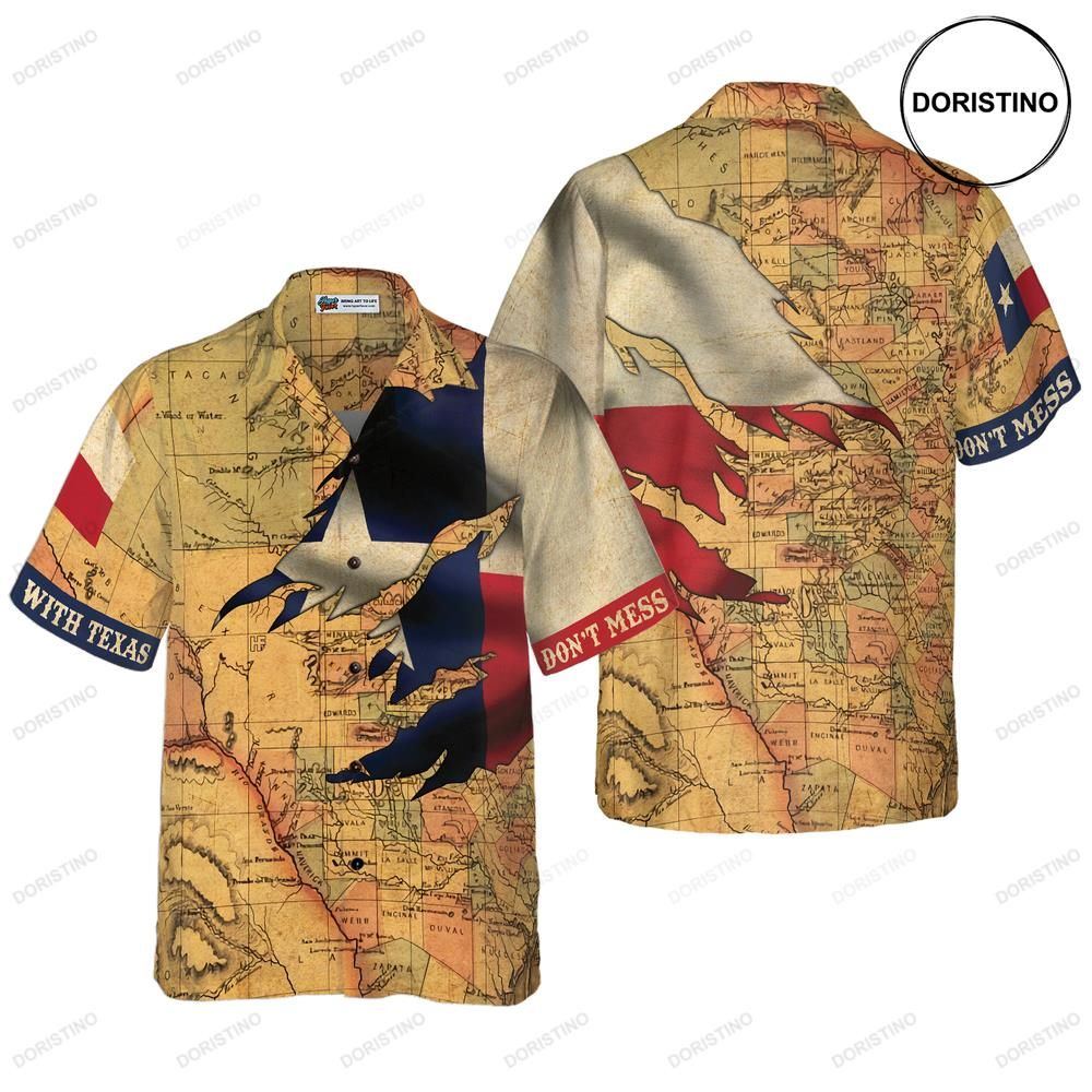 Texas Flag And Map Vintage Texas Dont Mess With Texas Flag Proud State Of Texas Limited Edition Hawaiian Shirt