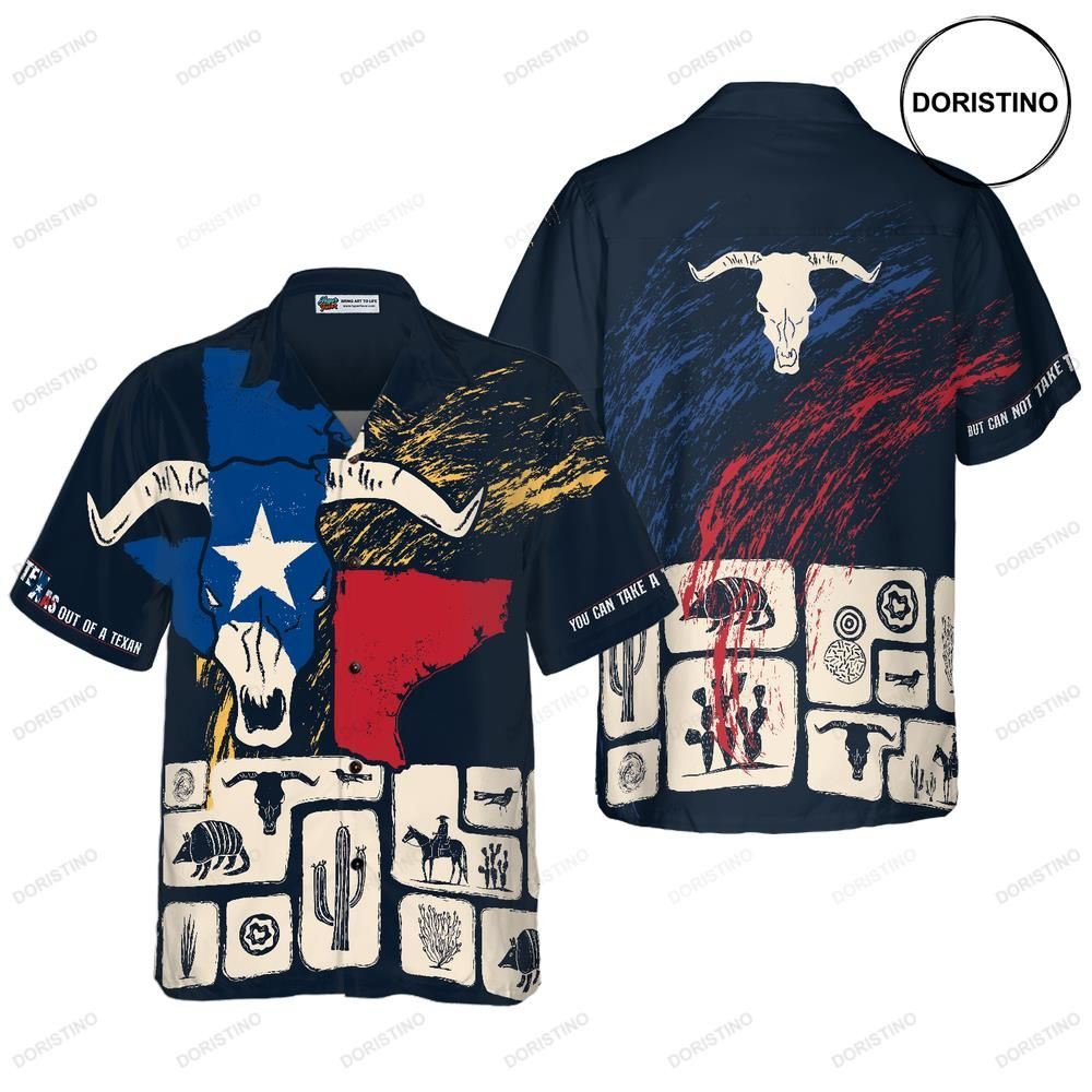 Texas Flag For Men Texas Pride Home Longhorn Skull Proud Texas For Texans Hawaiian Shirt