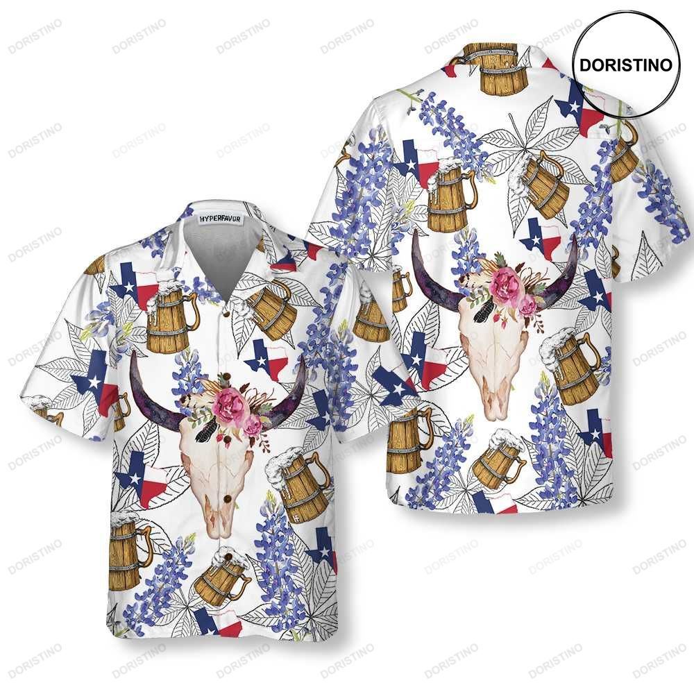 Texas Longhorn Bluebonnet Art Unique Texas Gift For Texas Lovers Awesome Hawaiian Shirt