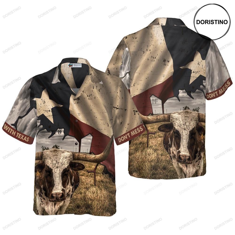 Texas State Map Pattern Flag Texas Don't Mess With Texas Longhorns Texas Awesome Hawaiian Shirt