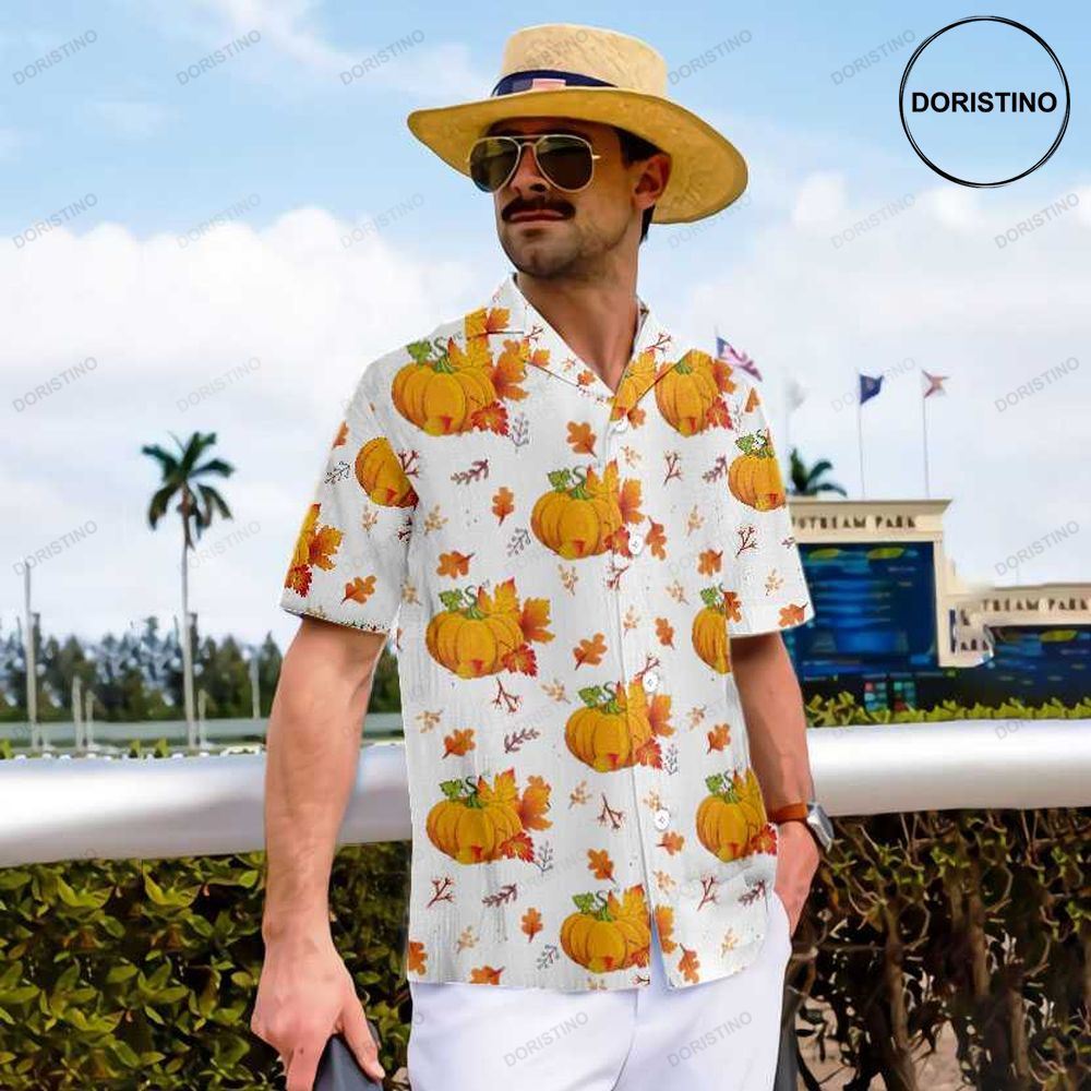 Thanksgiving Fall Leaves And Pumpkins Funny Thanksgiving Best Gift For Thanksgi Awesome Hawaiian Shirt