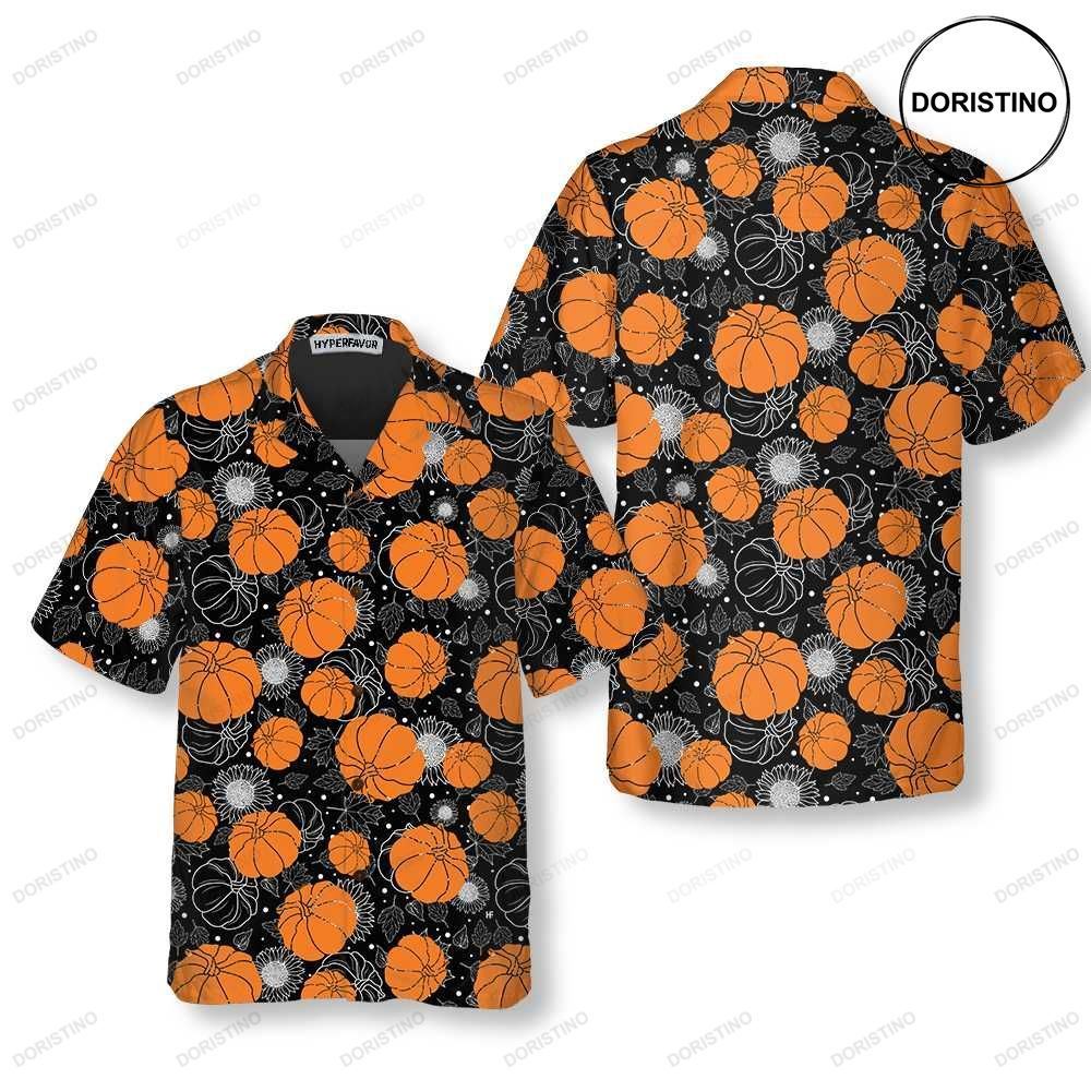 Thanksgiving Pumpkins And Sunflowers Seamless Pattern Fall Pumpkin Best Gift Fo Hawaiian Shirt