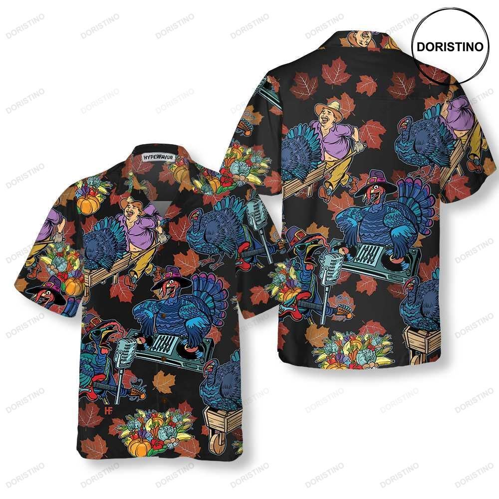 Thanksgiving Turkey Dj At The Party Funny Thanksgiving Gobble Gift For Thanksgi Awesome Hawaiian Shirt