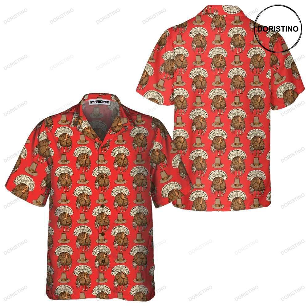 Thanksgiving Turkey With Hat Seamless Pattern Funny Gobble Thanksgiving Gift Fo Limited Edition Hawaiian Shirt