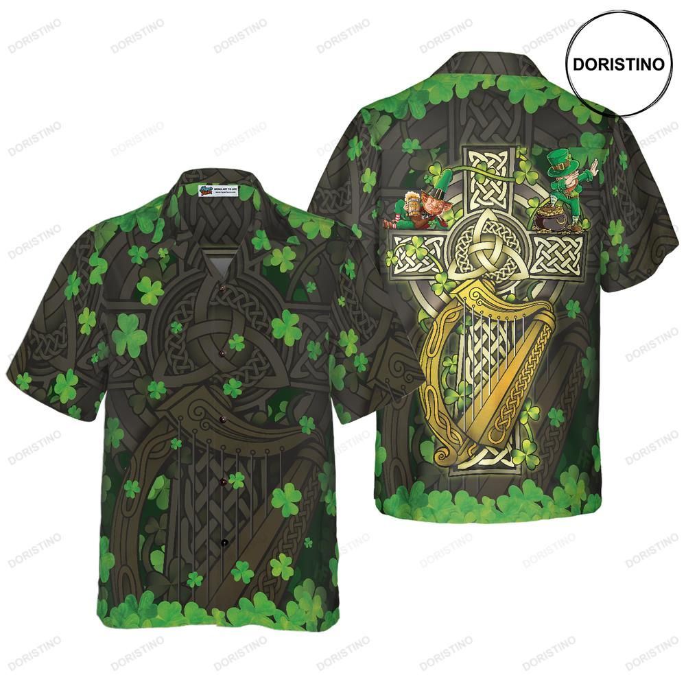 The Celtic Cross Harp Leprechaun Irish Proud Hawaiian Shirt