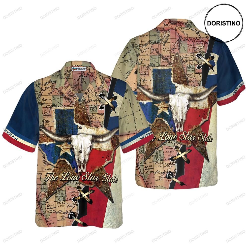 The Lone Star State Map Pattern Texas Longhorns Don't Mess With Texas Texas Hom Limited Edition Hawaiian Shirt