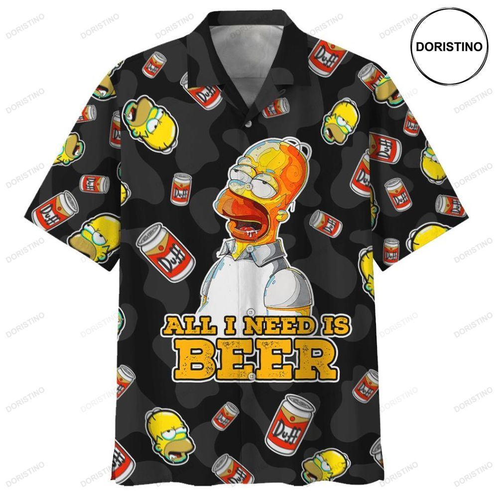 The Simpsons All I Need Is Beer Awesome Hawaiian Shirt