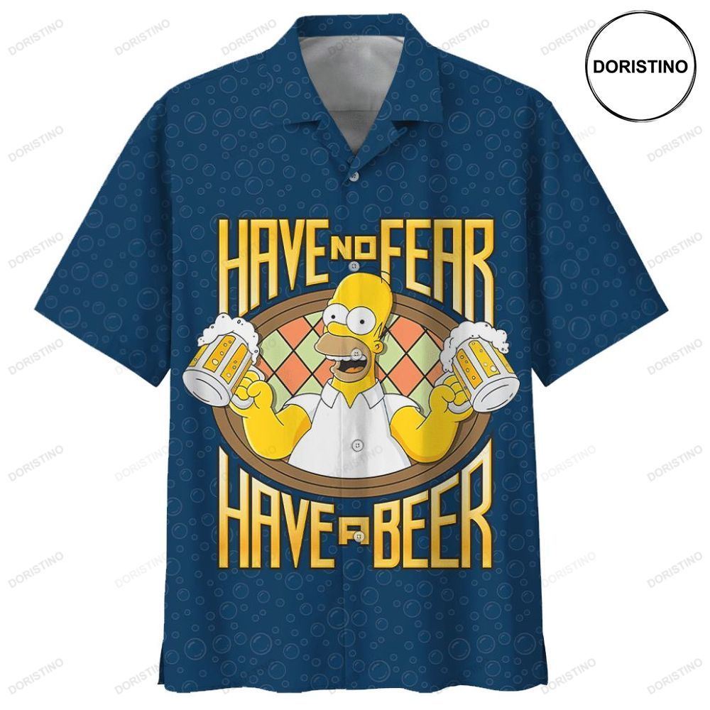The Simpsons Have No Fear Have A Beer Awesome Hawaiian Shirt