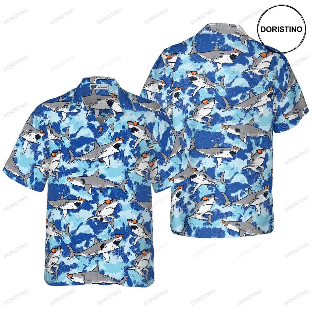 Tie Dye Sharks Wearing Sunglasses Limited Edition Hawaiian Shirt