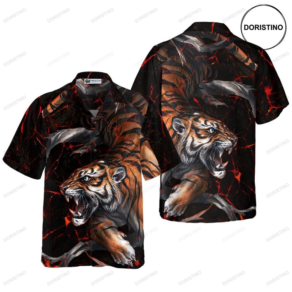Tiger In The Dark For Men Hawaiian Shirt