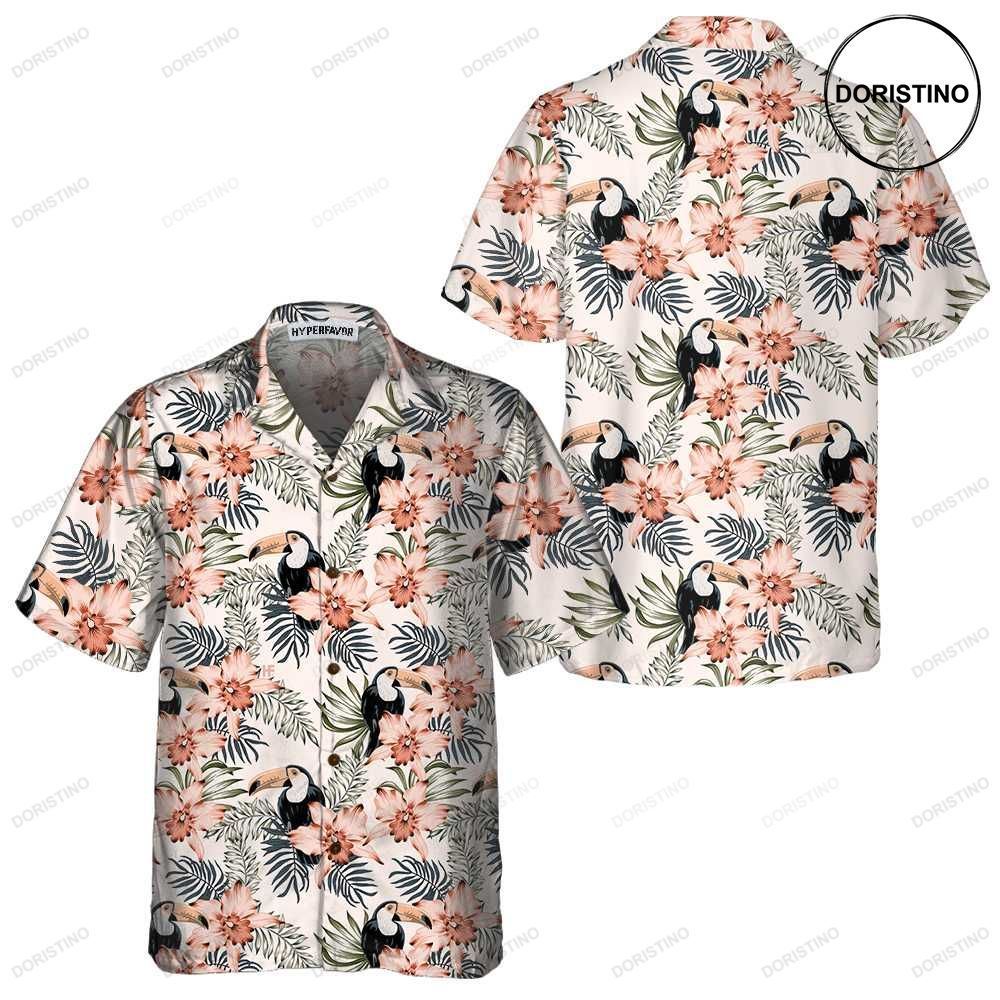Toucan And Pink Orchid Flowers Toucan Floral Toucan For Men And Women Hawaiian Shirt