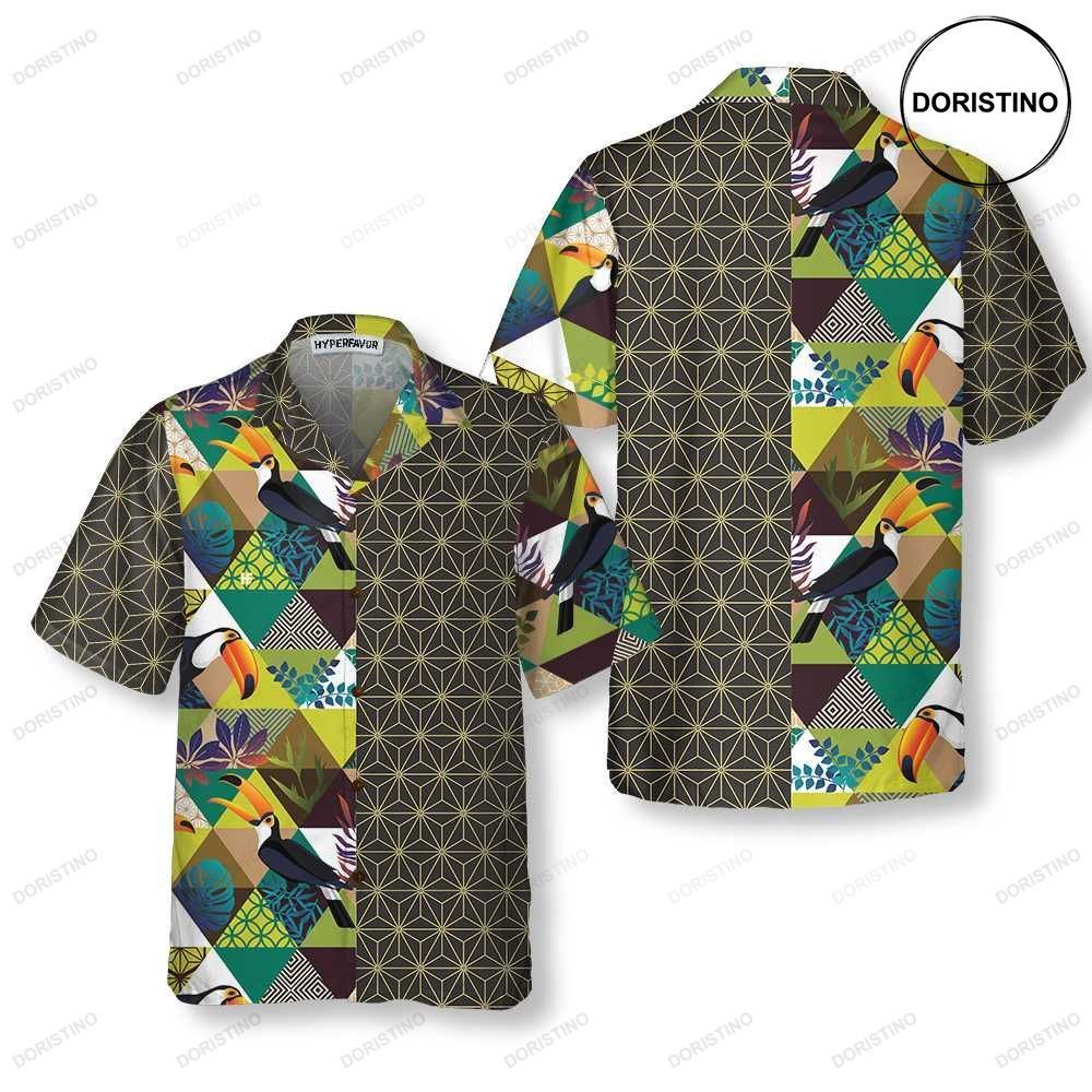 Toucan Asanoha Isometric Pattern Unique Toucan For Men Women Limited Edition Hawaiian Shirt