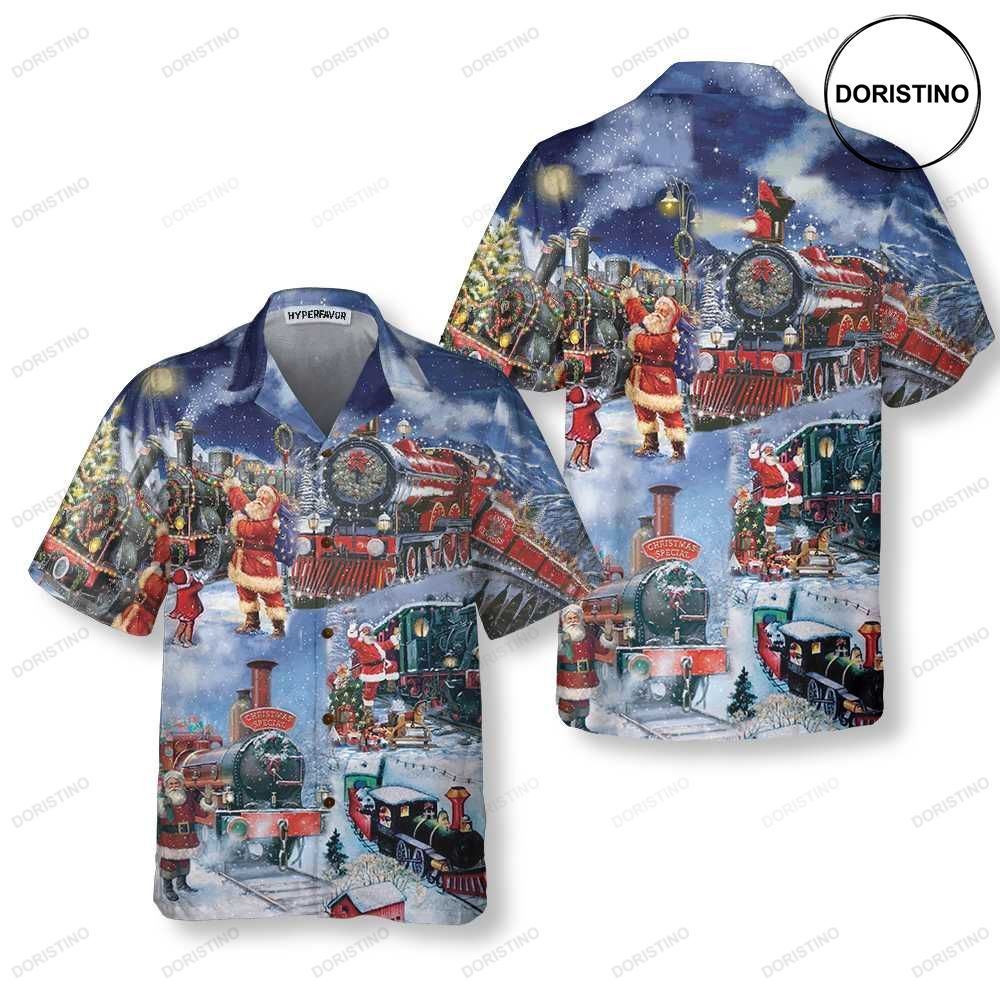 Train To Christmas Funny Christmas Gift For Christmas Awesome Hawaiian Shirt