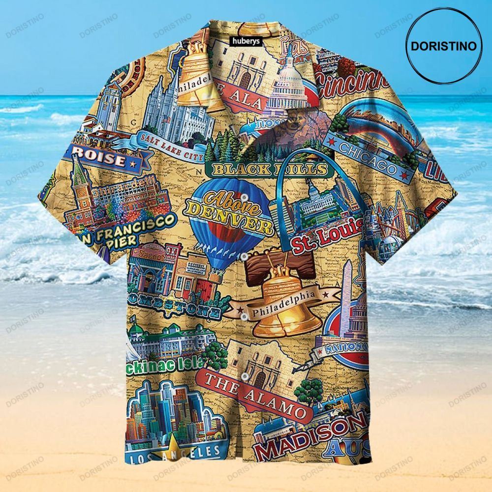 Travel In America Retro Vintage Summer Hawaiian Shirt