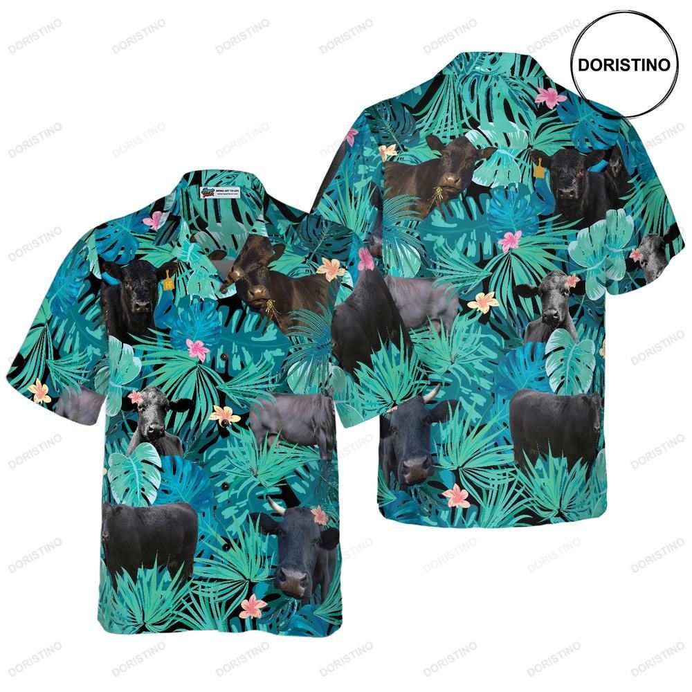 Tropical Black Cow Lover Hawaiian Shirt