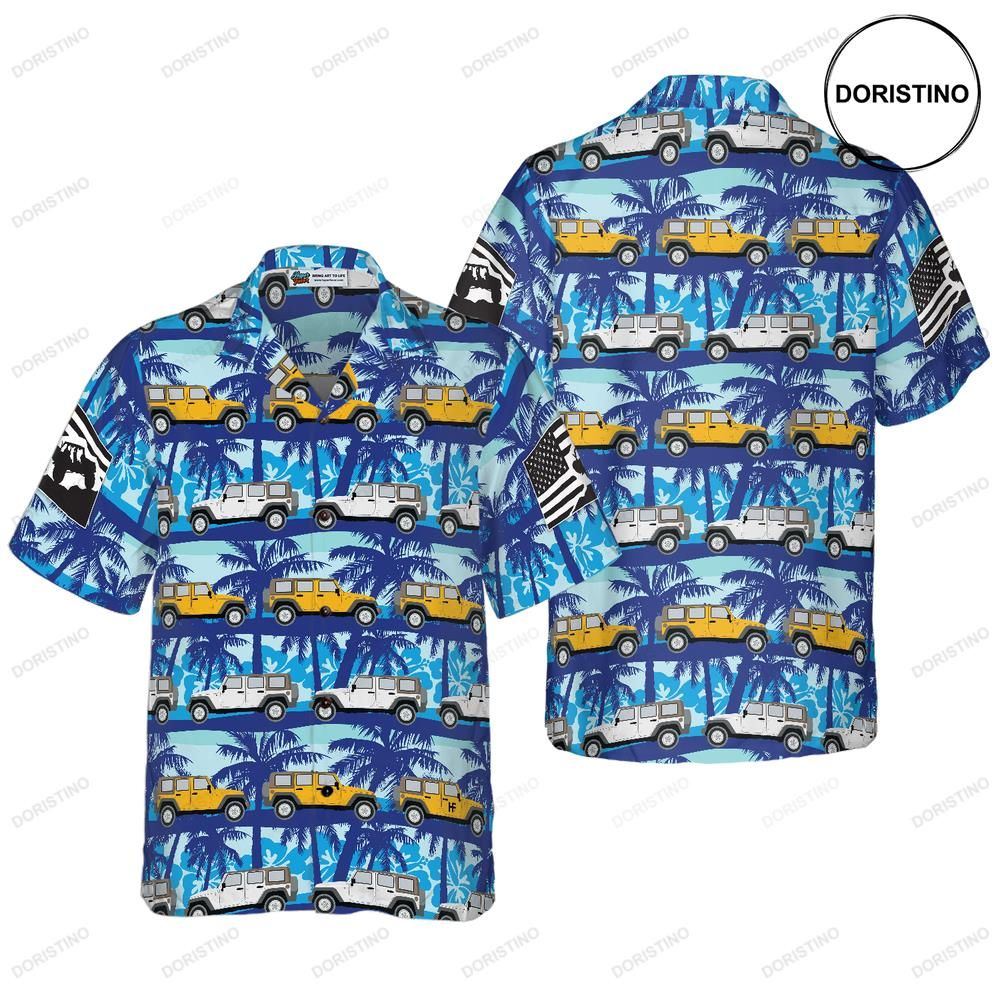 Tropical Blue Jeep Hawaiian Shirt