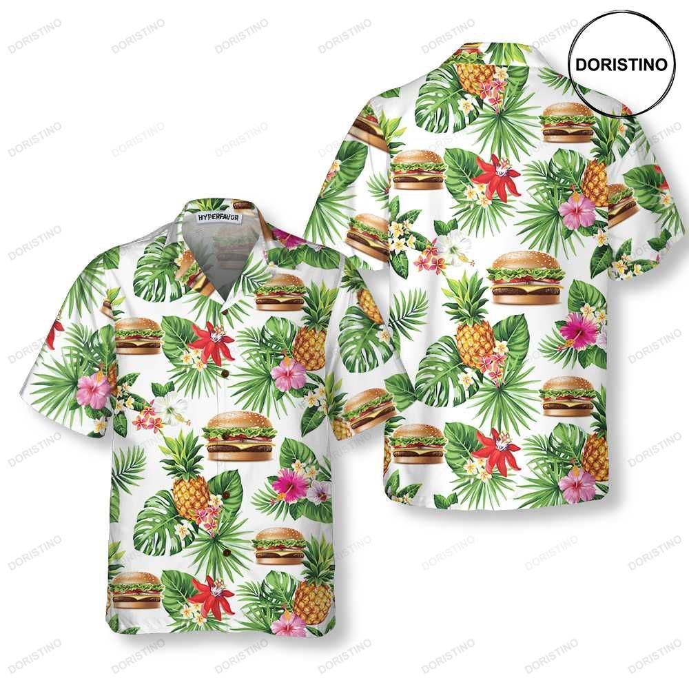 Tropical Burger Aloha Funny Hamburger For Men Women Hawaiian Shirt
