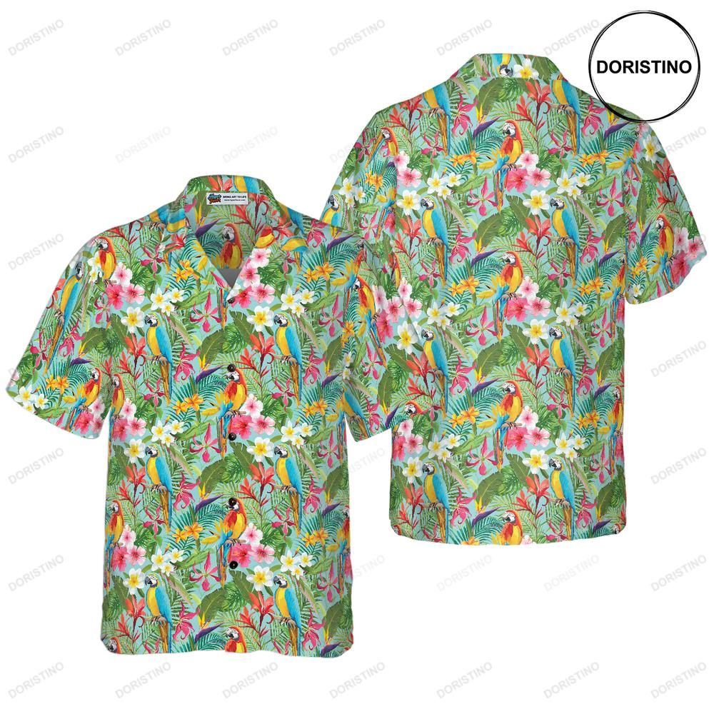 Tropical Floral Parrots Hawaiian Shirt