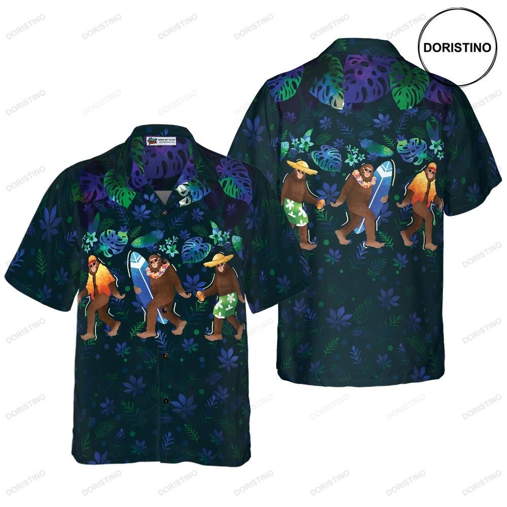 Tropical Funny Beach Bigfoot For Men Blue Sasquatch Limited Edition Hawaiian Shirt