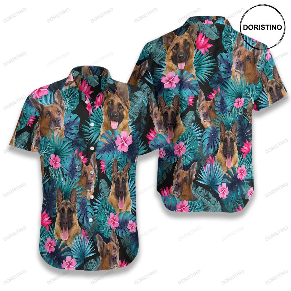 Tropical German Shepherd Hawaiian Shirt