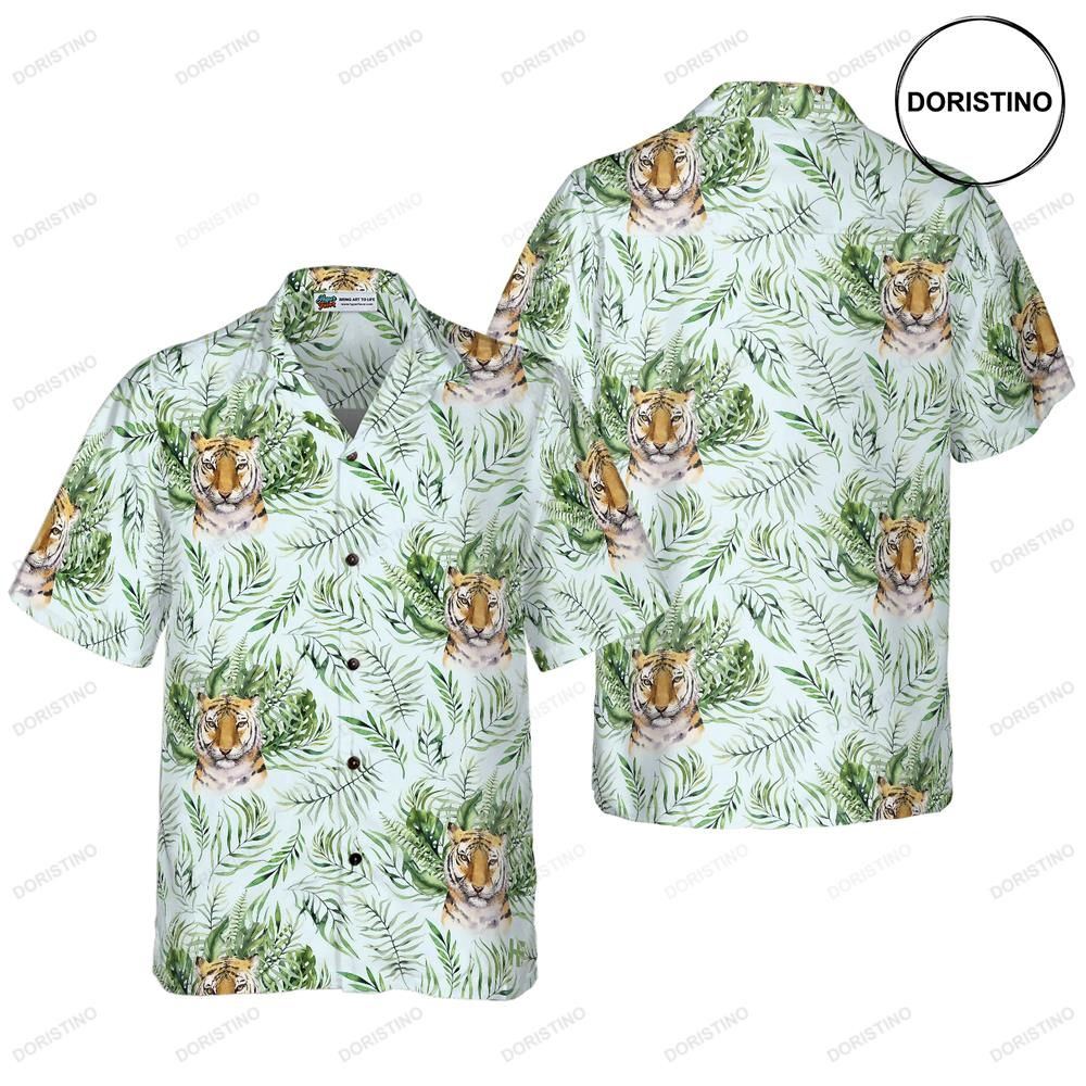 Tropical Green Leaves And Jungle Tiger For Men Limited Edition Hawaiian Shirt