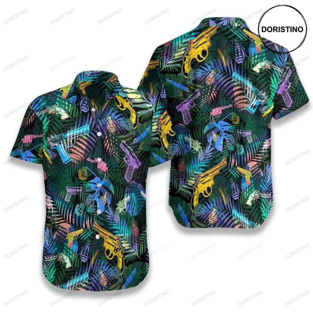 Tropical Gun Lover Pattern 7a6vf Awesome Hawaiian Shirt