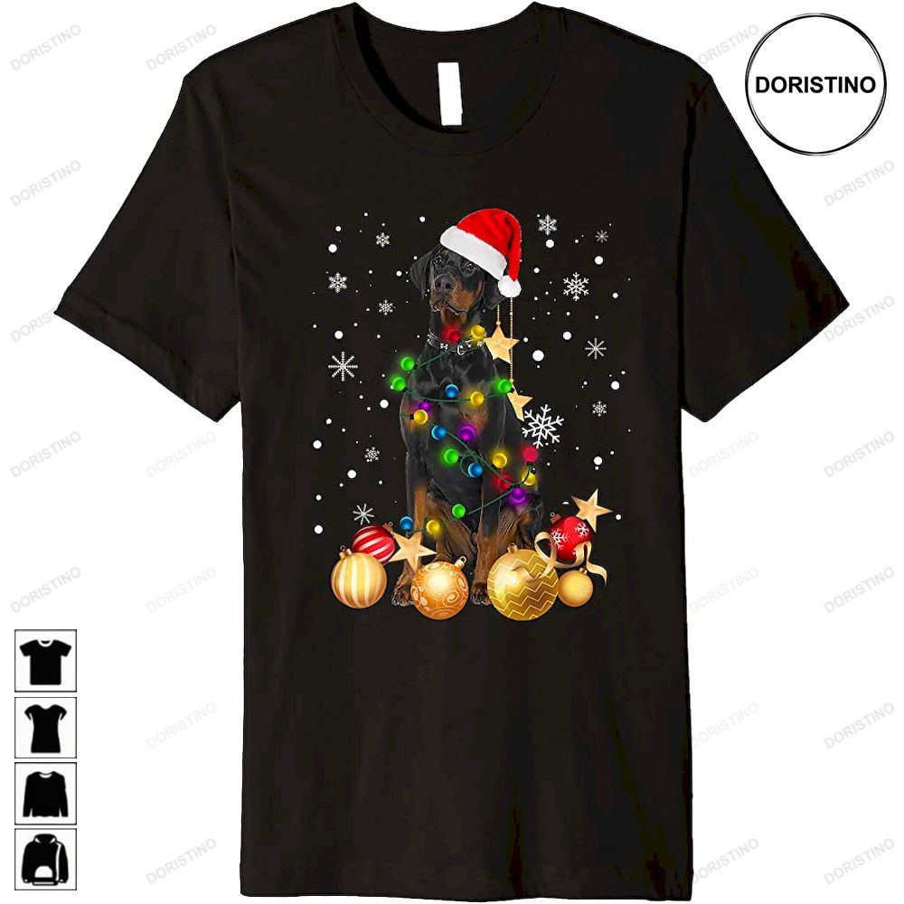 Doberman Christmas Light Funny Dog Lover Christmas Awesome Shirts