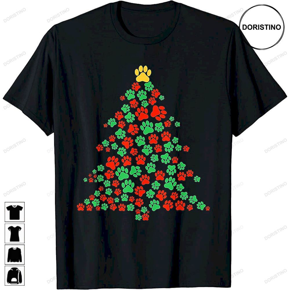 Dog Cat Paws Christmas Tree Dogmas Dog Xmas Pajamas Family Limited Edition T-shirts