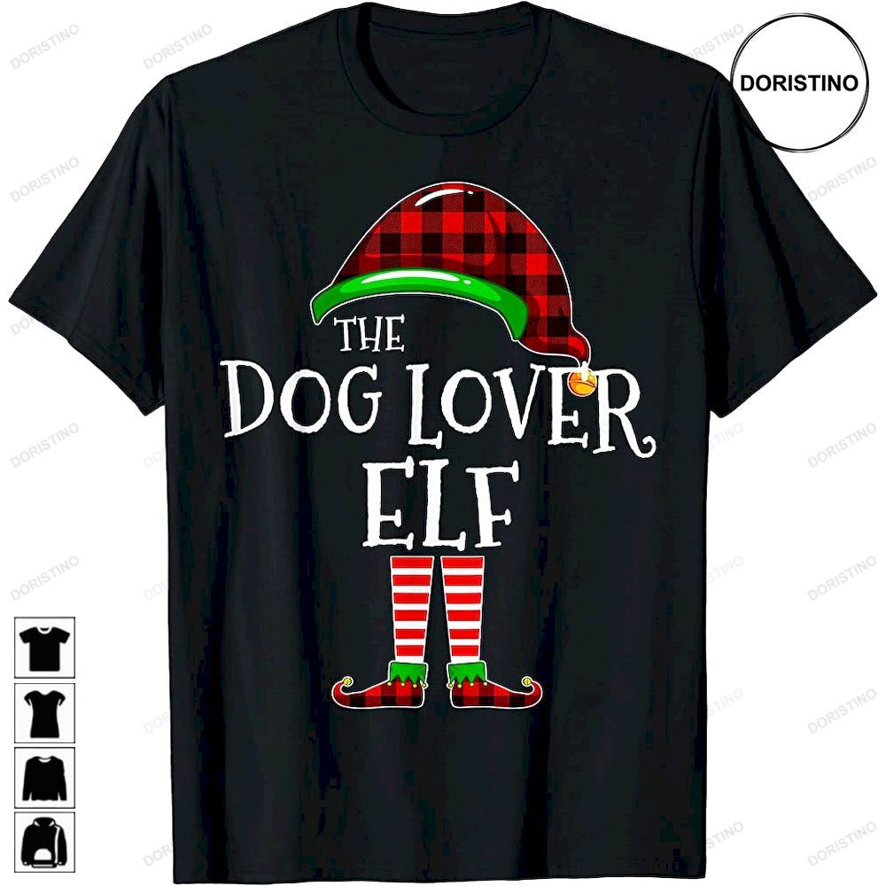 Dog Lover Elf Buffalo Plaid Matching Family Christmas Pajama Limited Edition T-shirts