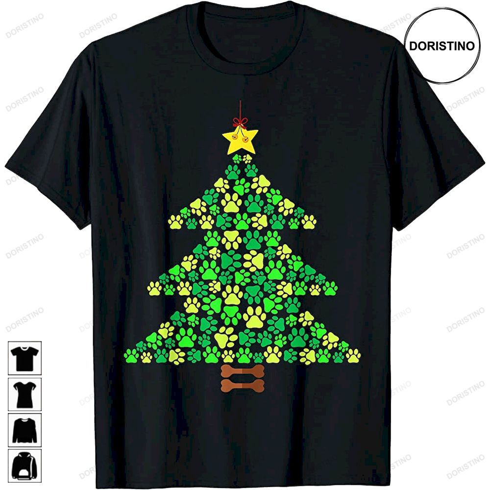 Dog Paws Christmas Tree Lights Xmas Dog Lovers Pajama Limited Edition T-shirts