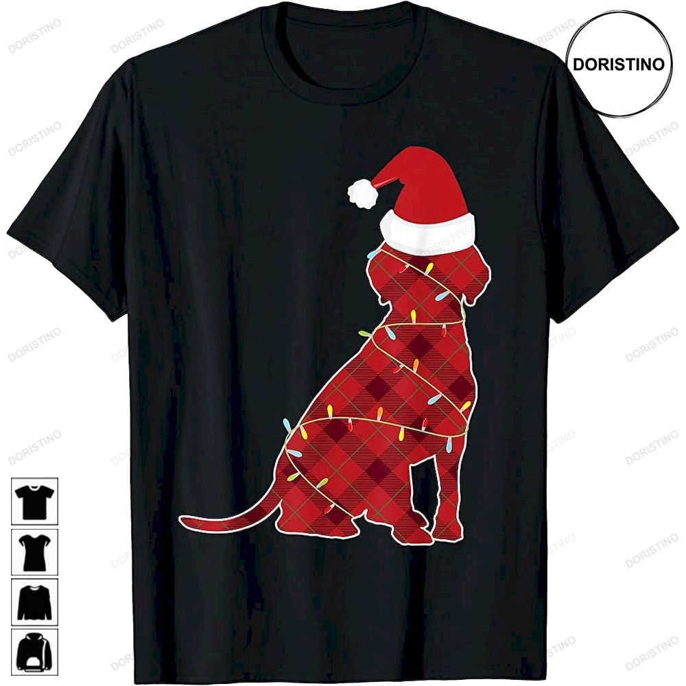 Dog With Christmas Lights For Men Xmas Dog Plaid Pajama Limited Edition T-shirts