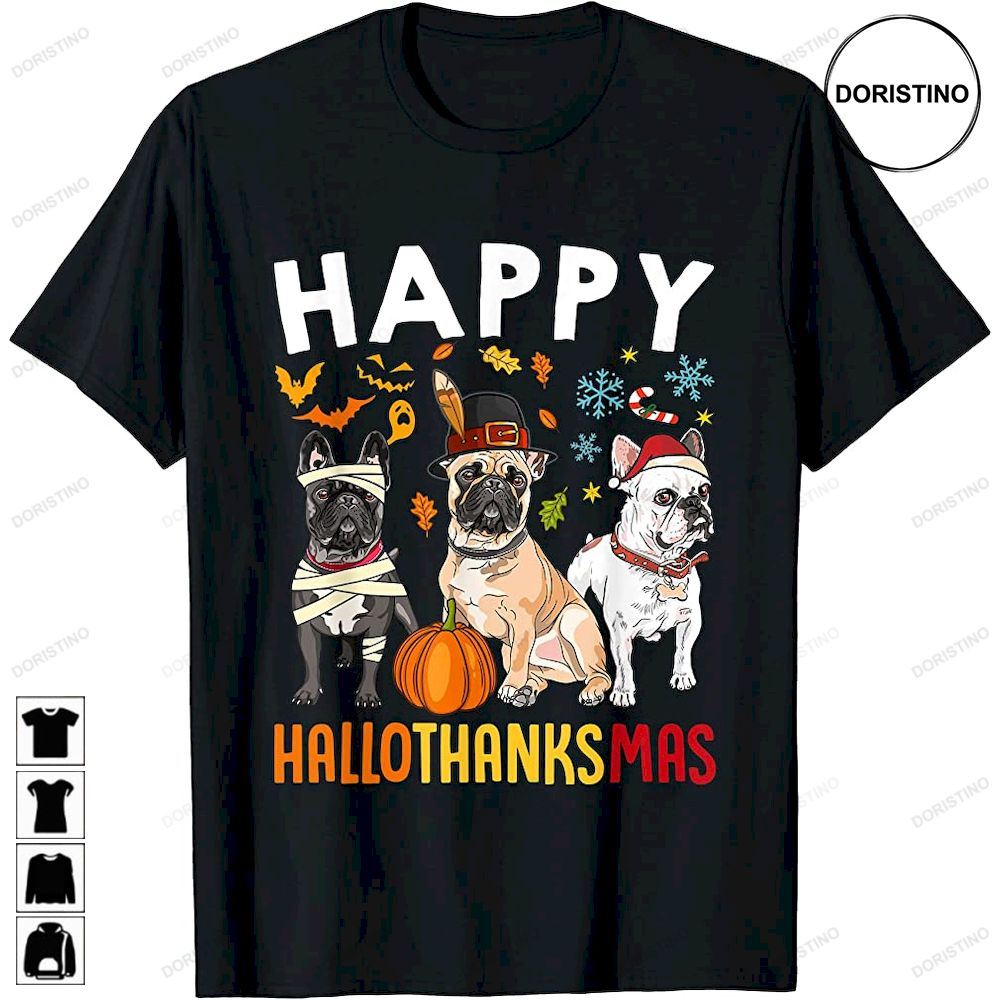 Dogs Happy Hallothanksmas Thanksgiving Christmas Awesome Shirts