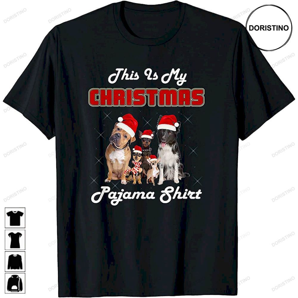 Dogs With Noel Hat Snow This Is My Christmas Pajama Awesome Shirts