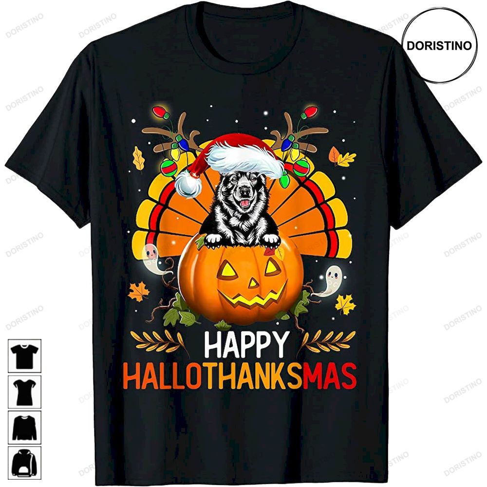 Elkhound Dog Happy Hallothanksmas Halloween Christmas Trending Style