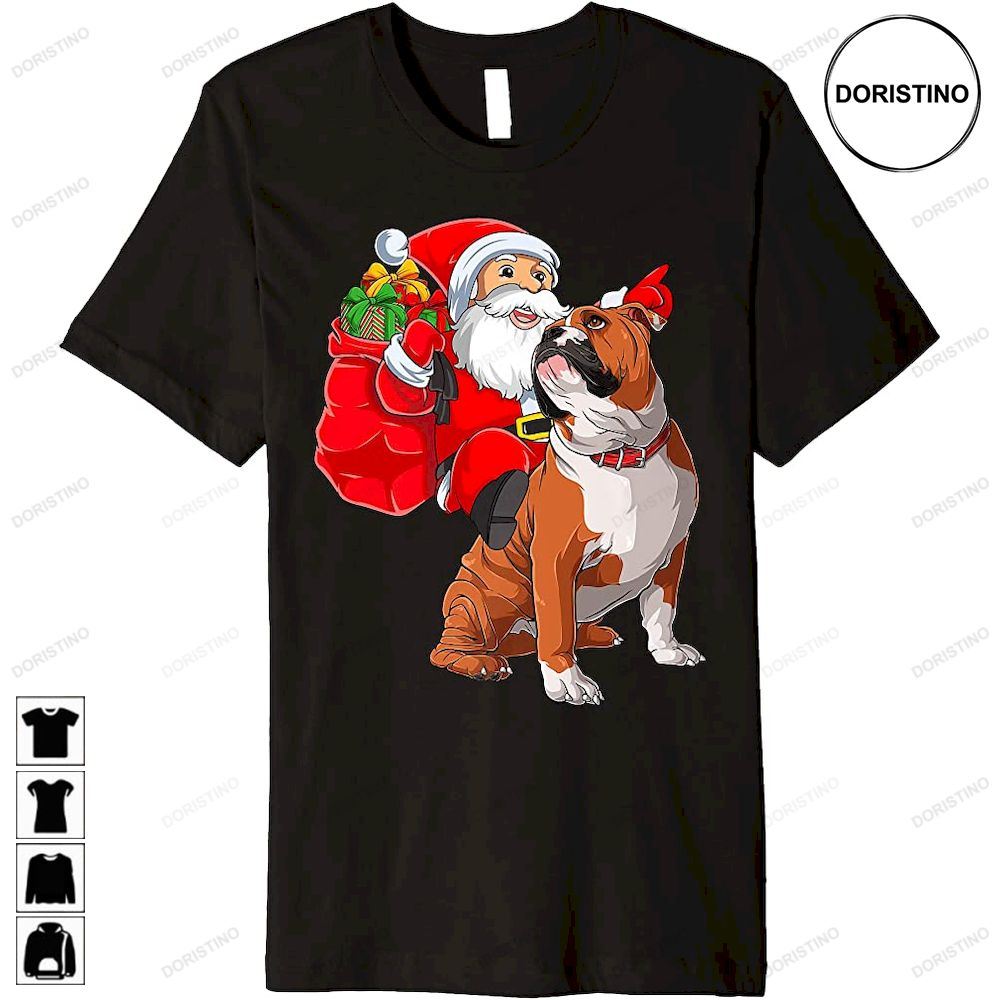 English Bulldog Lover Santa Riding English Bulldog Christmas Trending Style