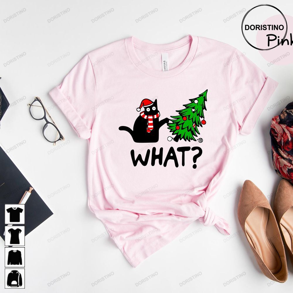 Black Cat Wha Christmas Cat Lover Tee Funny Christmas Gift Christmas Gift Holiday Trending Style