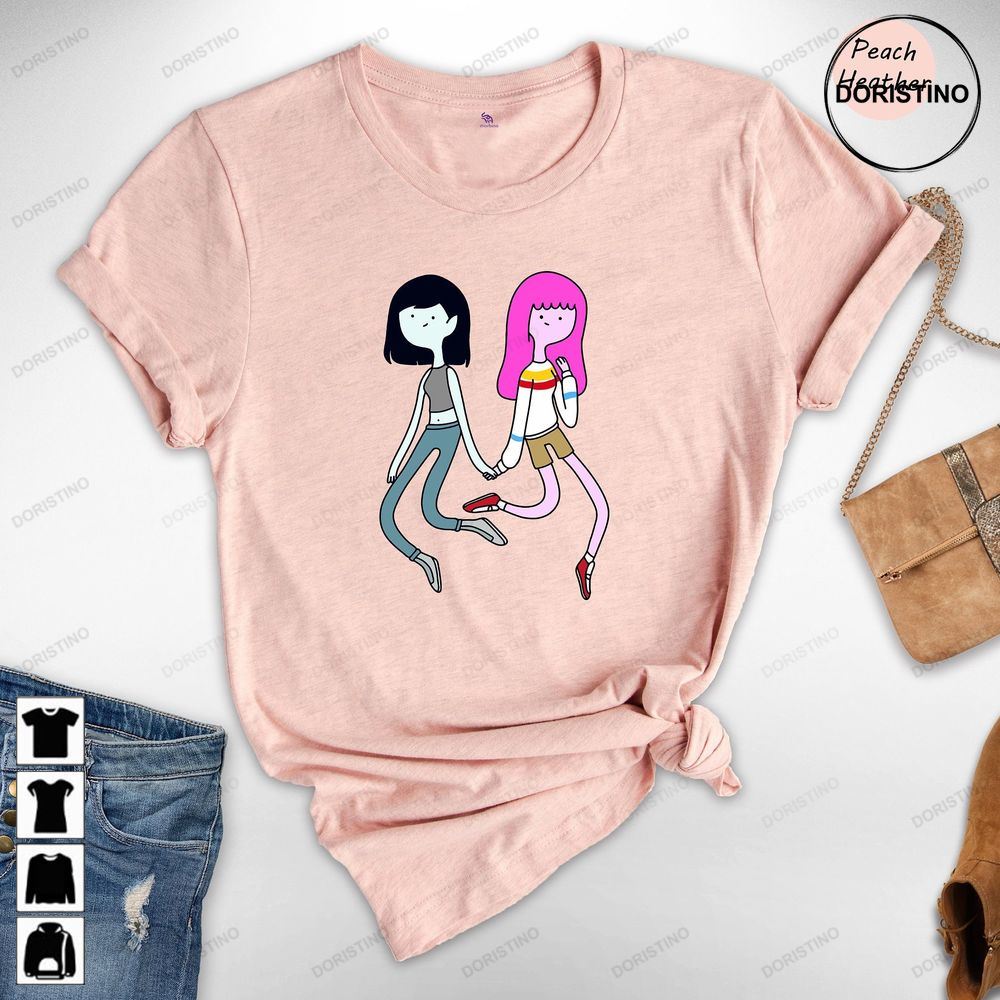 Marceline And Bubblegum Adventure Time Cartoon Lover Gift Princess Bubblegum Tee Vampire Queen Couple Trending Style