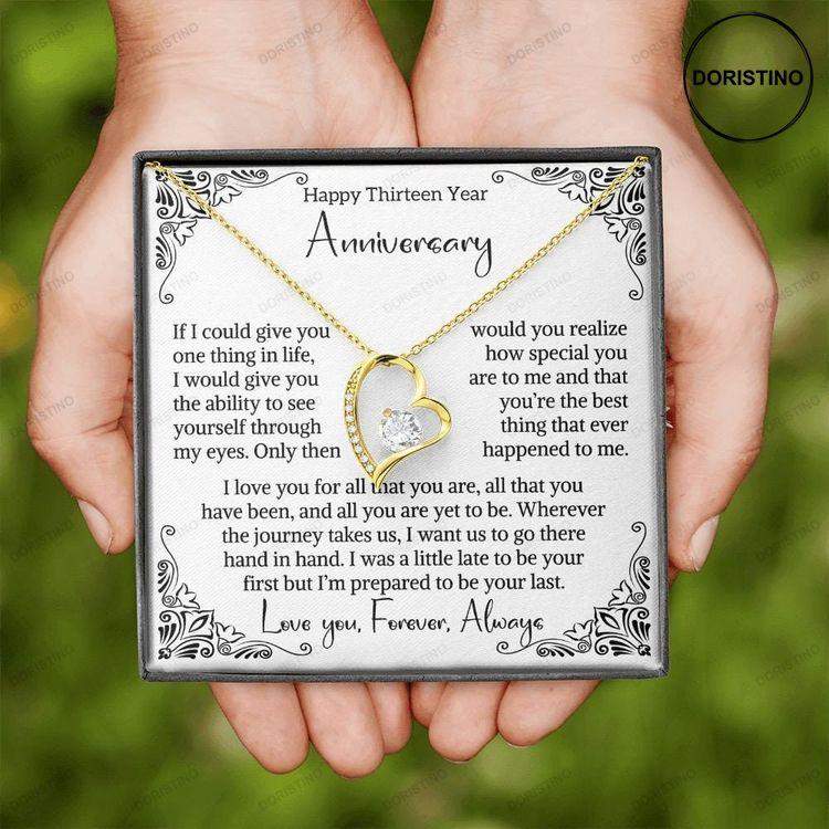 13th Wedding Anniversary Gift For Wife Lace Anniversary Gift Thirteenth Anniversary Gift 13 Year Anniversary Gift Forever Hear Necklace Doristino Awesome Necklace