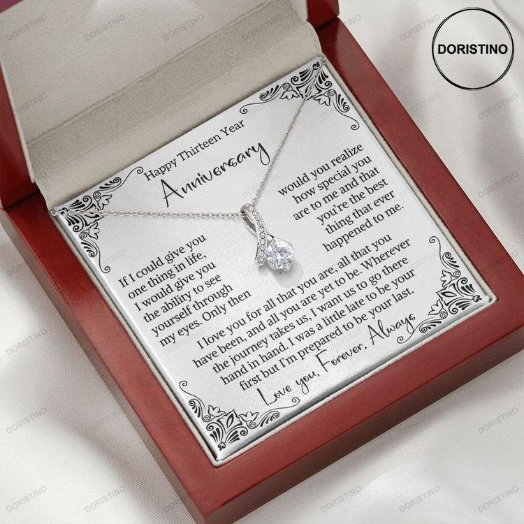 13th Wedding Anniversary Gift For Wife Lace Anniversary Gift Thirteenth Anniversary Gift 13 Year Gift Card Alluring Beauty Necklace Doristino Awesome Necklace
