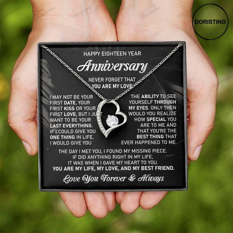 18th Wedding Anniversary Gift For Wife Appliances Anniversary Gift Eighteenth Anniversary Gift 18 Year Anniversary Love Quote Heart Necklace Doristino Awesome Necklace