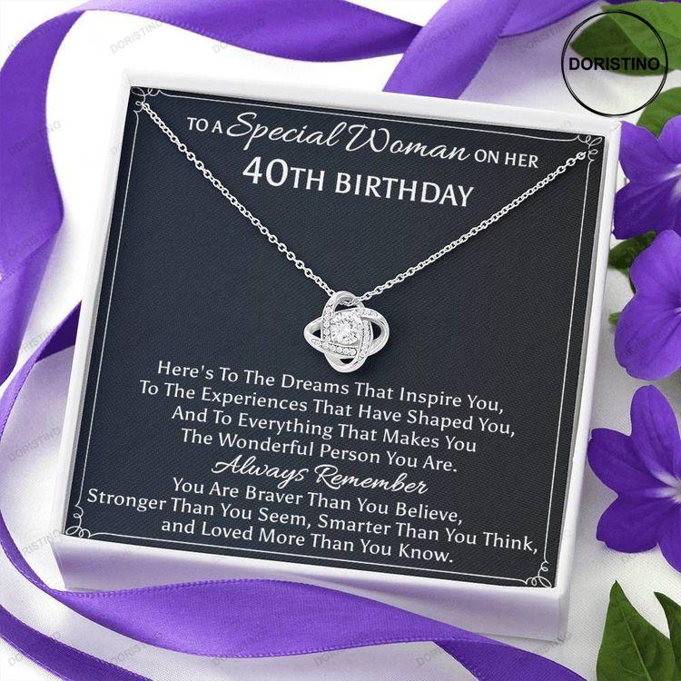 40th Birthday Necklace Gift Love Knot Necklace With Message Card Doristino Trending Necklace