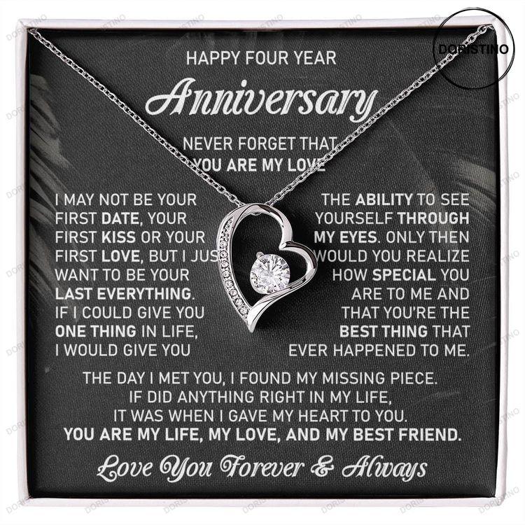 4th Wedding Anniversary Gift For Wife Flowers Anniversary Gift Forth Anniversary Gift 4 Year Anniversary Gift For Her Forever Love Necklace Doristino Awesome Necklace