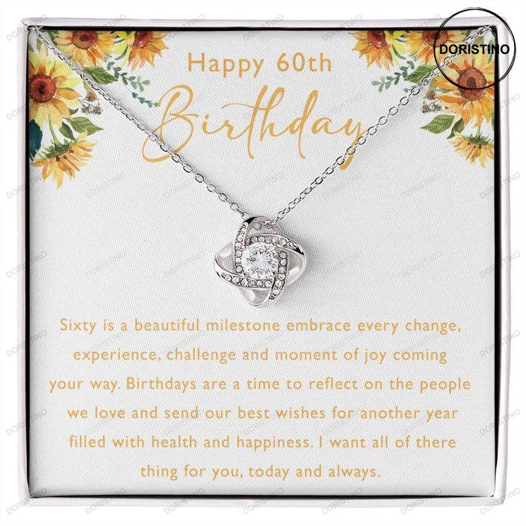 60th Birthday 60th Birthday Gift For Mom 60th Birthday Necklace 60 Year Old Birthday Gift Love Knot Necklace With Card Doristino Awesome Necklace