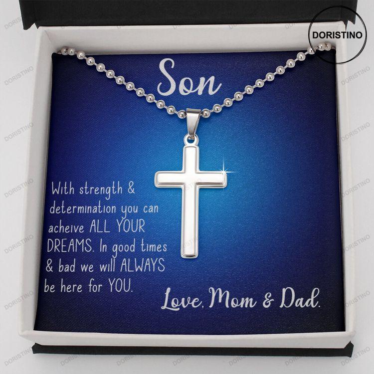 A Beautiful Cross Necklace For Son Cross Pendant For Son Faith Necklace For A Son Doristino Limited Edition Necklace