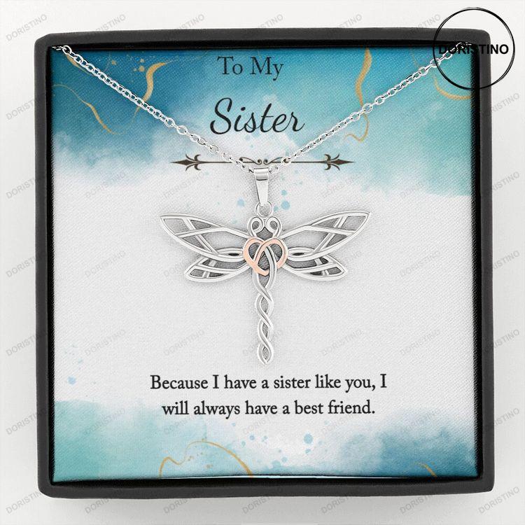 Beautiful Dragonfly Necklace With Rose Gold Heart For Sister Elegant Dragonfly Necklace For Your Sister Beautiful Pendant For A Sister Doristino Trending Necklace