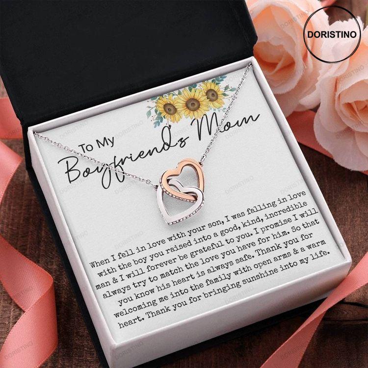 Boyfriend's Mom Gift Boyfriend's Mom Interlocking Heart Necklace With Message Card Doristino Limited Edition Necklace