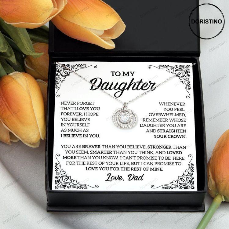 Daughter Gift From Dad Double Crystal Circle Necklace Daughter Birthday Gift Daughter Necklace From Mom Daughter Christmas Gift Daug Doristino Awesome Necklace