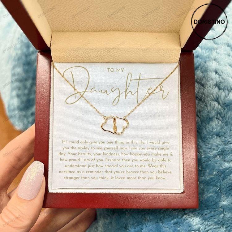 Daughter Solid Gold Necklace Daughter Gold Heart Necklace Solid Gold Daughter Jewelry Daughter Gift Daughter Birthday Gift Gold Chain Doristino Trending Necklace