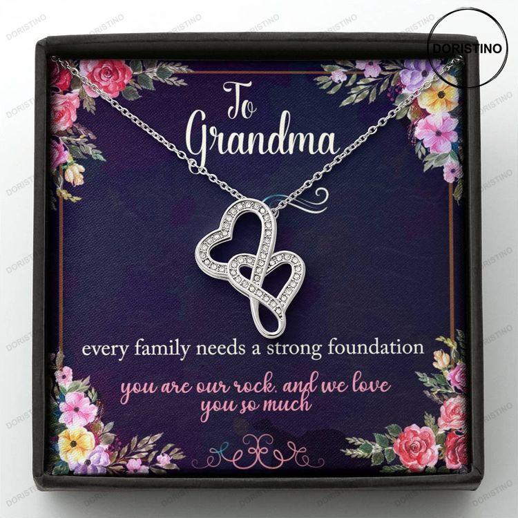Double Heart Necklace For Grandma From Grandson Or Granddaughter Doristino Trending Necklace