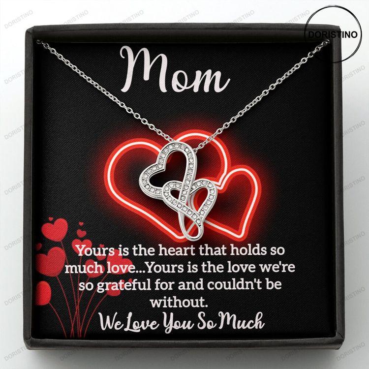 Double Hearts Necklace For Your Mom A Beautiful Personal Gift To A Mother From Her Children Necklace For A Mother From Her Doristino Limited Edition Necklace